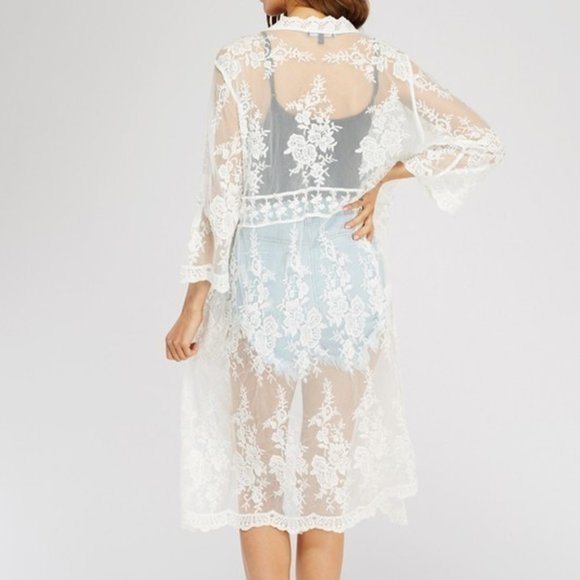 White lace kimono cardigan - Picture 3 of 5